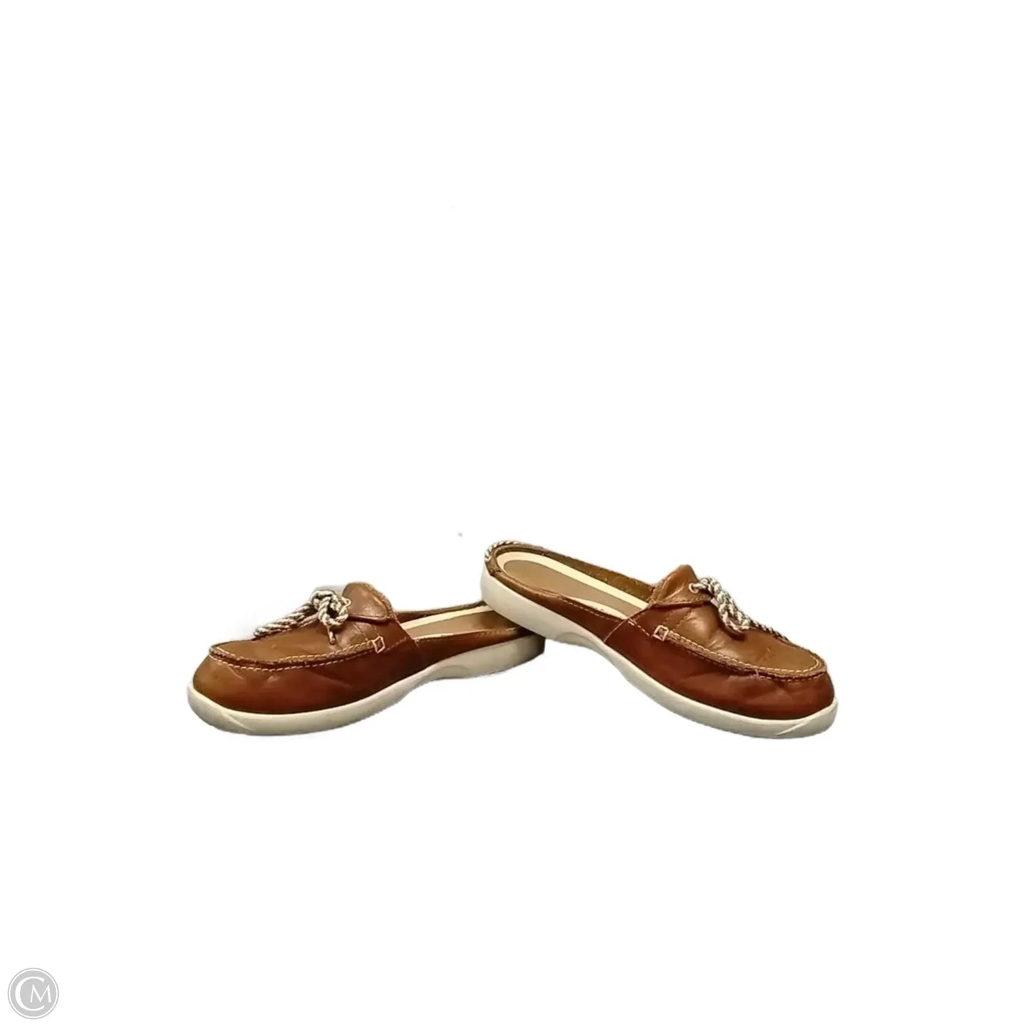 Shoes Flats By Crocs In Brown, Size: 9
