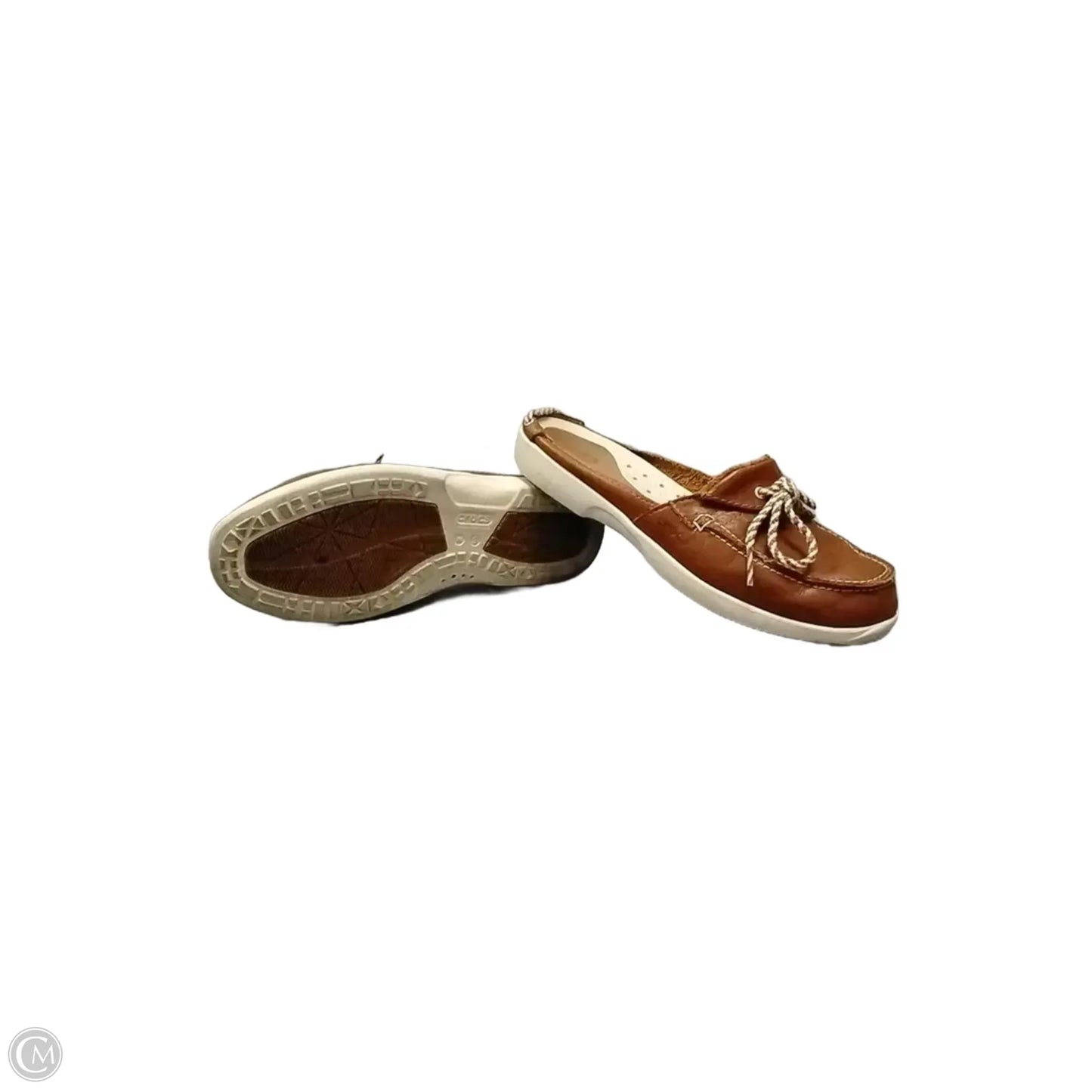 Shoes Flats By Crocs In Brown, Size: 9