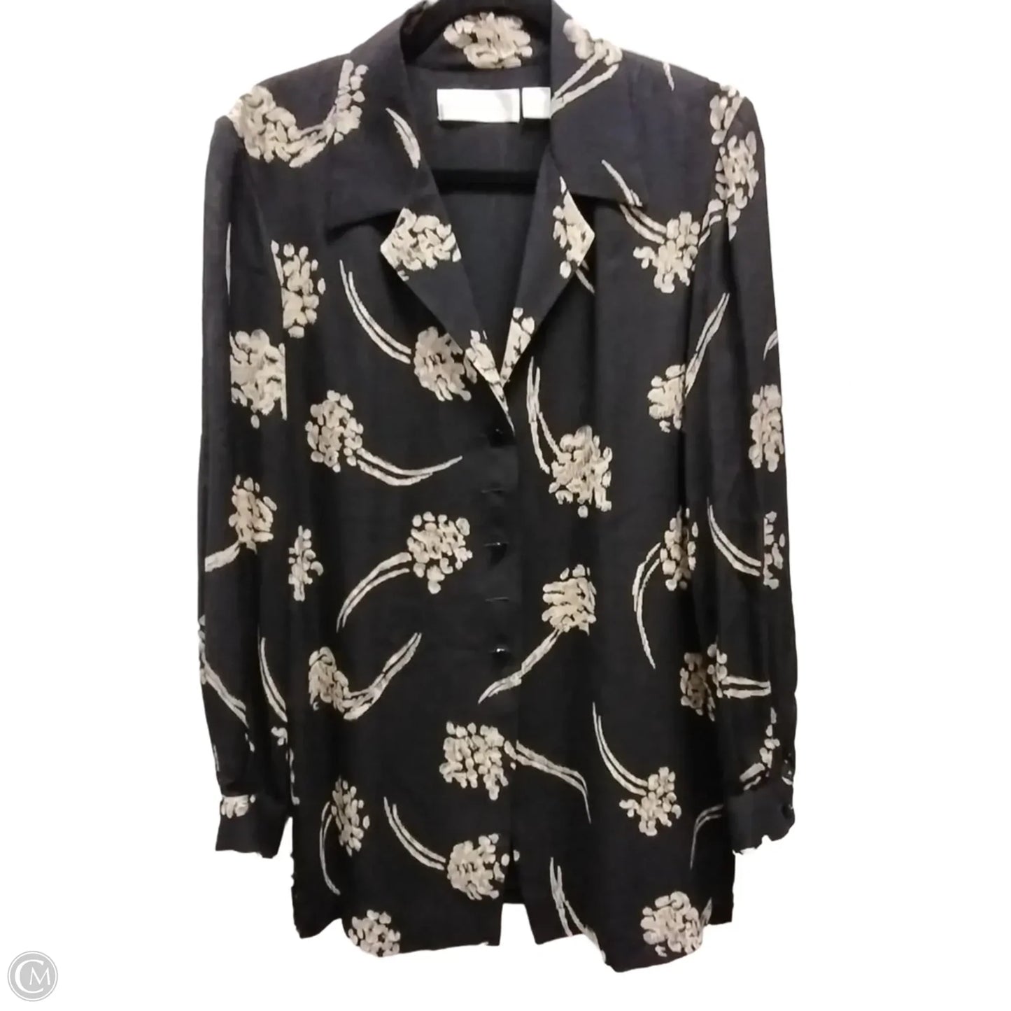 Blouse Long Sleeve By Dana Buchman In Black & Gold, Size: L
