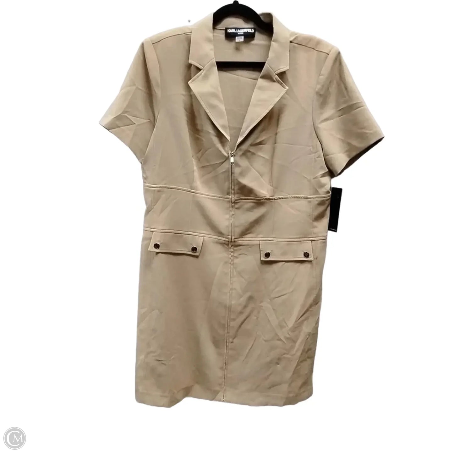 Dress Designer By Karl Lagerfeld In Tan, Size: 16