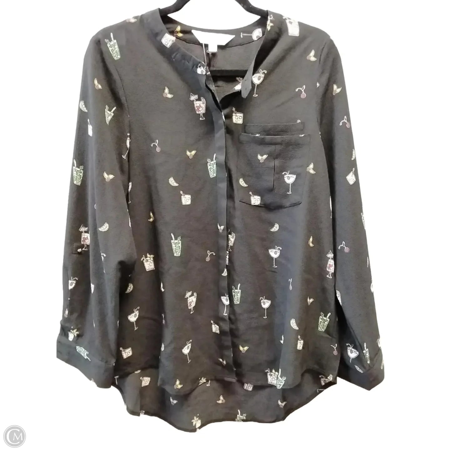 Blouse Long Sleeve By Davi & Dani In Black, Size: M
