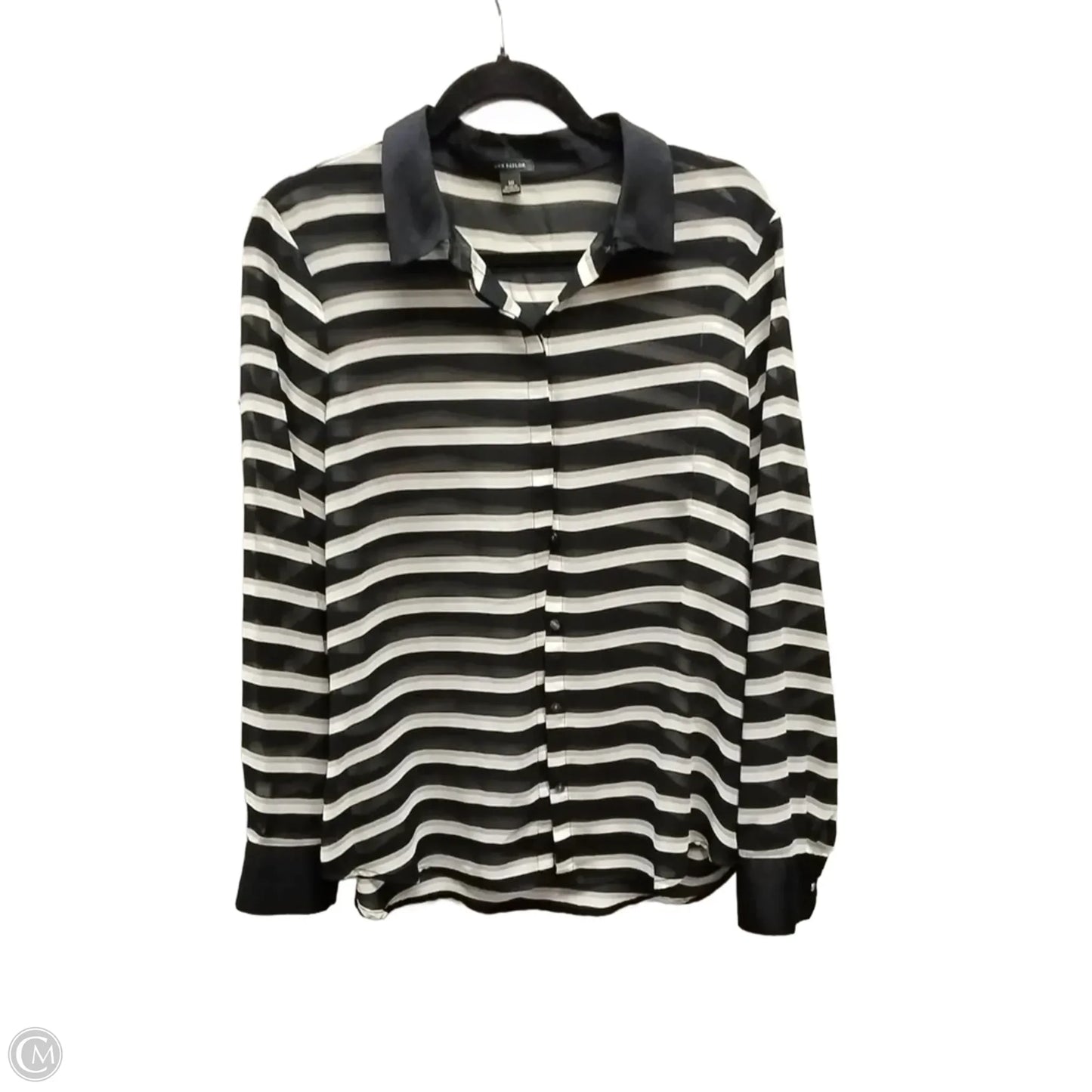 Blouse Long Sleeve By Ann Taylor In Striped Pattern, Size: 10