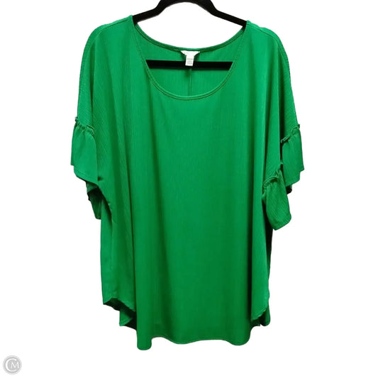 Blouse Short Sleeve By Cato In Green, Size: 3x