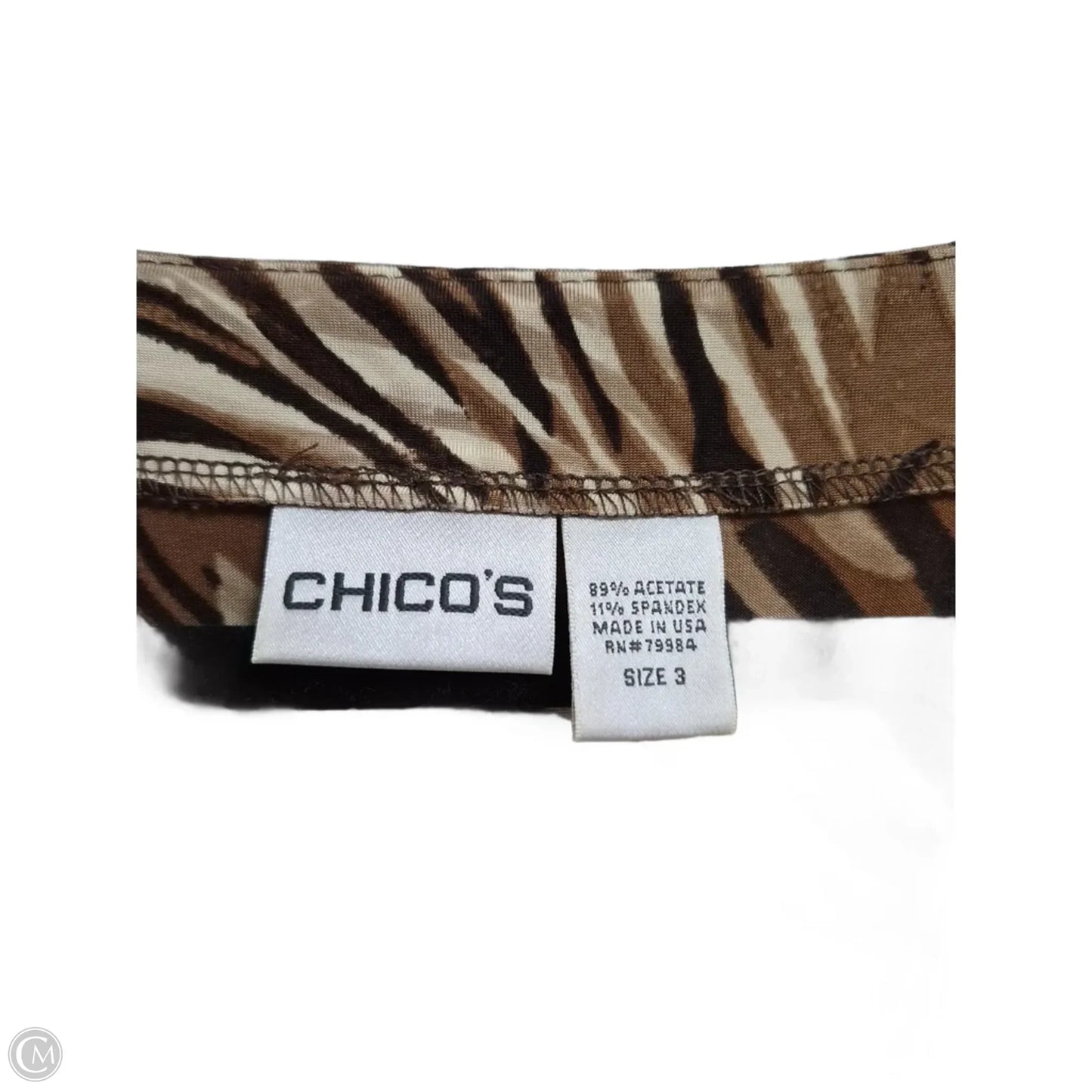 Top 3/4 Sleeve By Chicos In Animal Print, Size: Xl