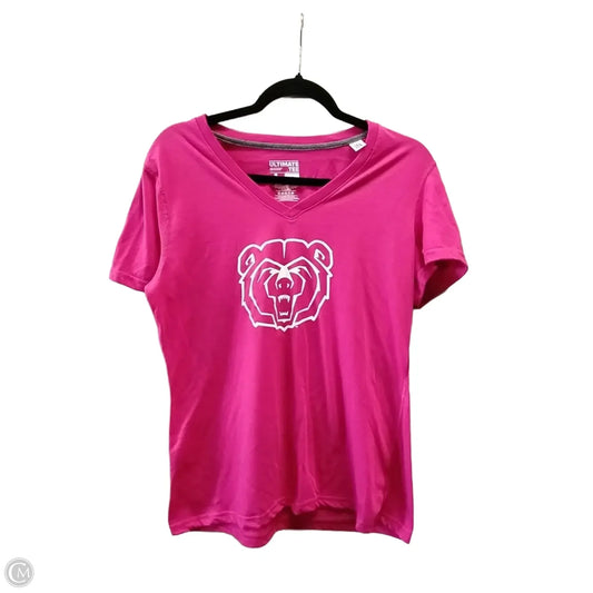 Athletic Top Short Sleeve By Adidas In Pink, Size: L