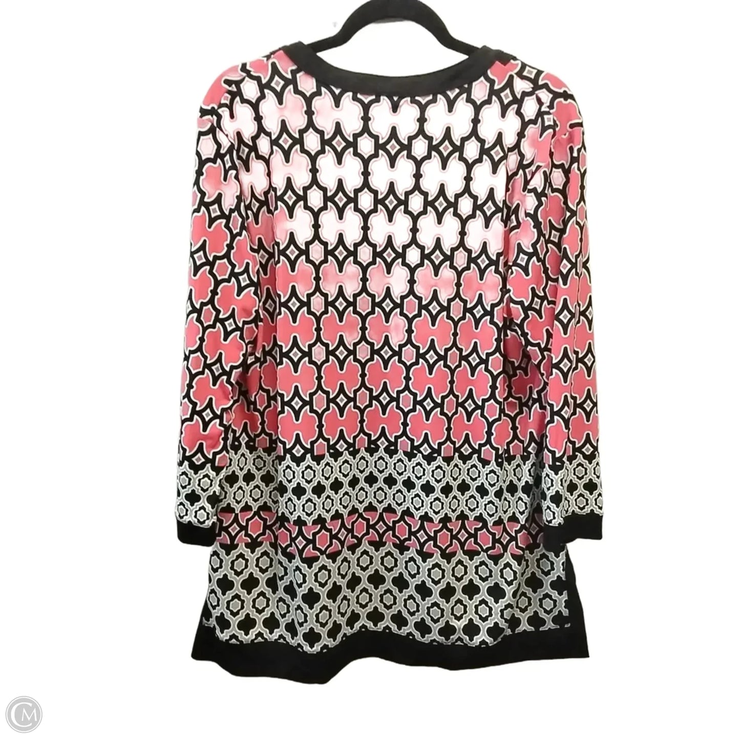 Blouse Short Sleeve By Dana Buchman In Geometric Pattern, Size: L