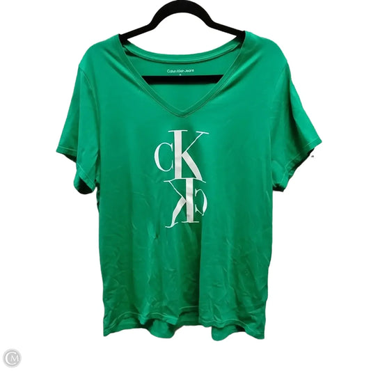 Top Short Sleeve By Calvin Klein In Green, Size: 1x