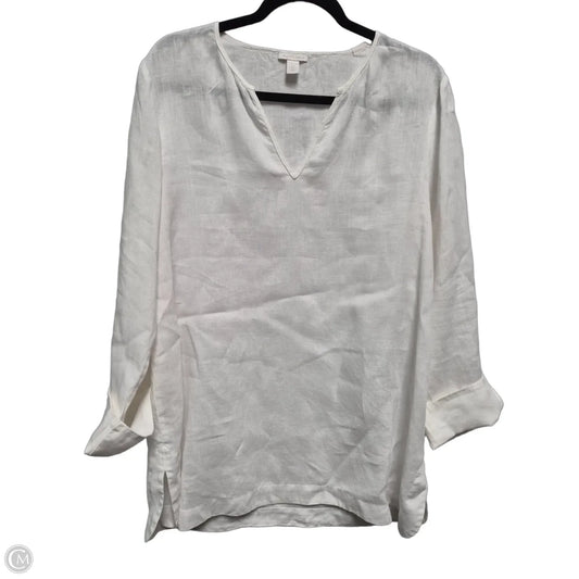 Top Long Sleeve By Saks Fifth Avenue In White, Size: L