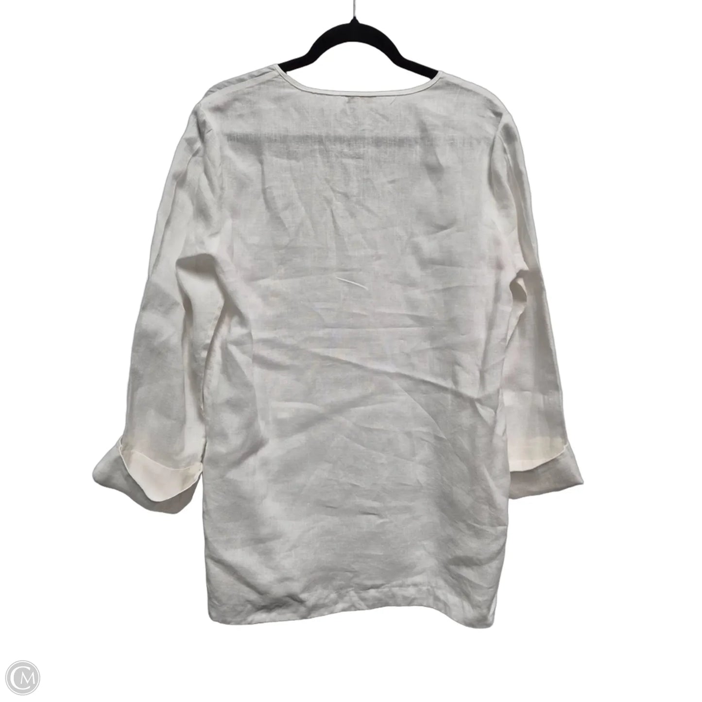 Top Long Sleeve By Saks Fifth Avenue In White, Size: L