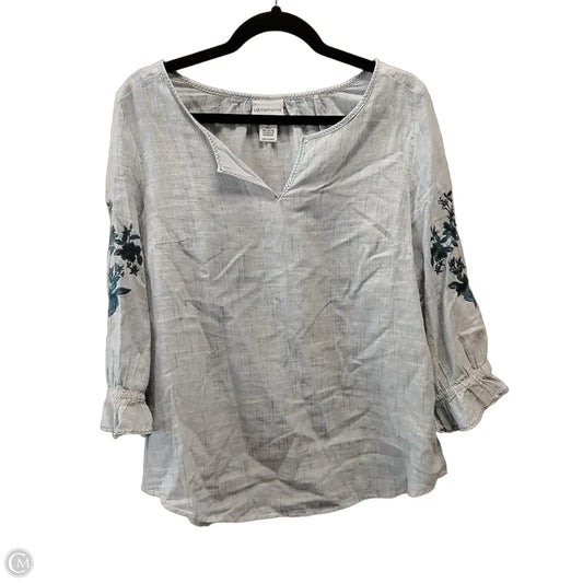 Blouse Long Sleeve By Liz Claiborne In Striped Pattern, Size: M