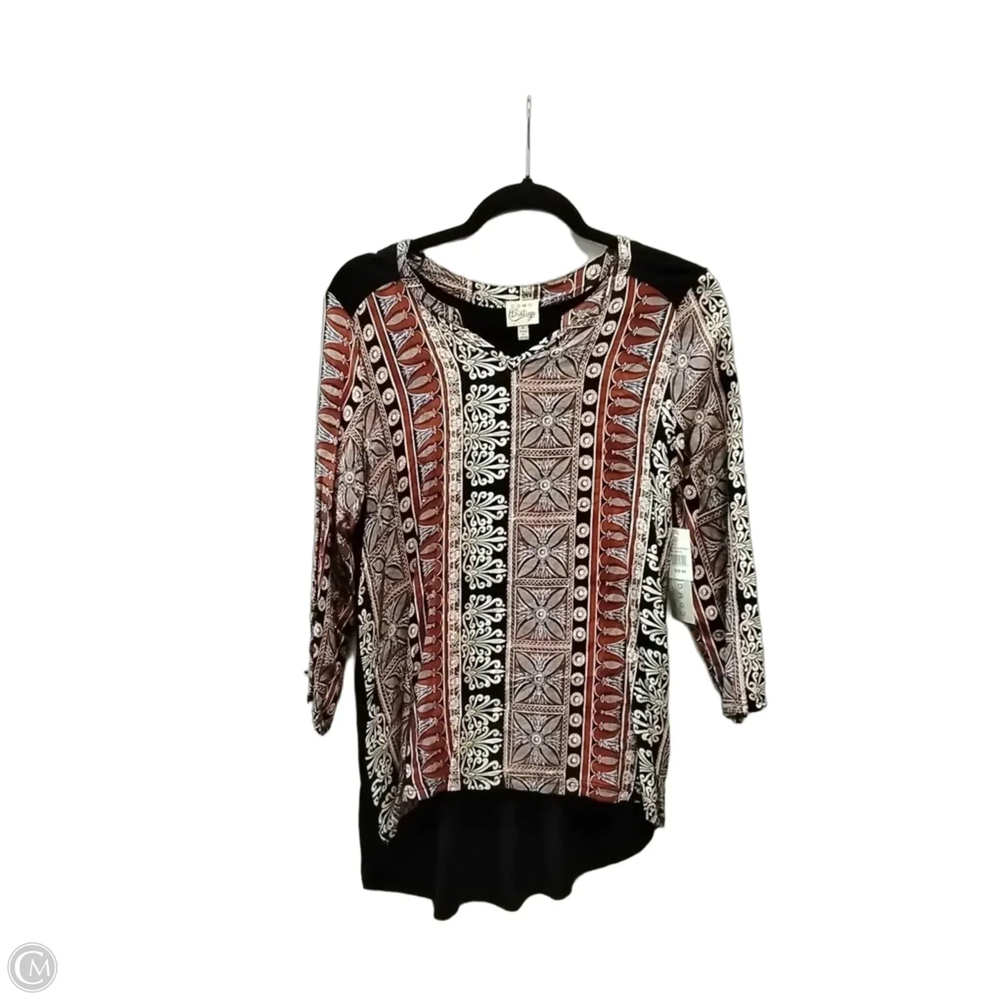 Blouse Long Sleeve By Como Vintage In Geometric Pattern, Size: S
