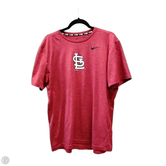 Athletic Top Short Sleeve By Nike In Red, Size: L