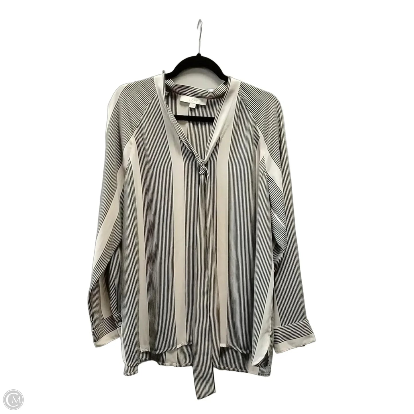Blouse Long Sleeve By Loft In Striped Pattern, Size: L