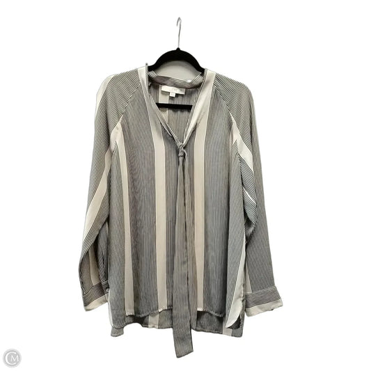 Blouse Long Sleeve By Loft In Striped Pattern, Size: L