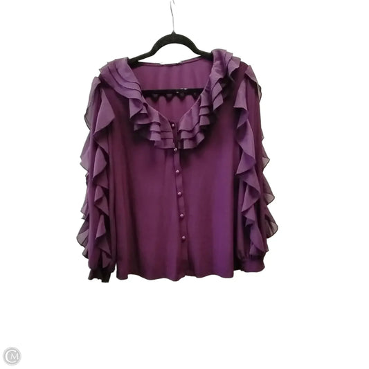 Blouse Long Sleeve By Perseption Concept In Purple, Size: L