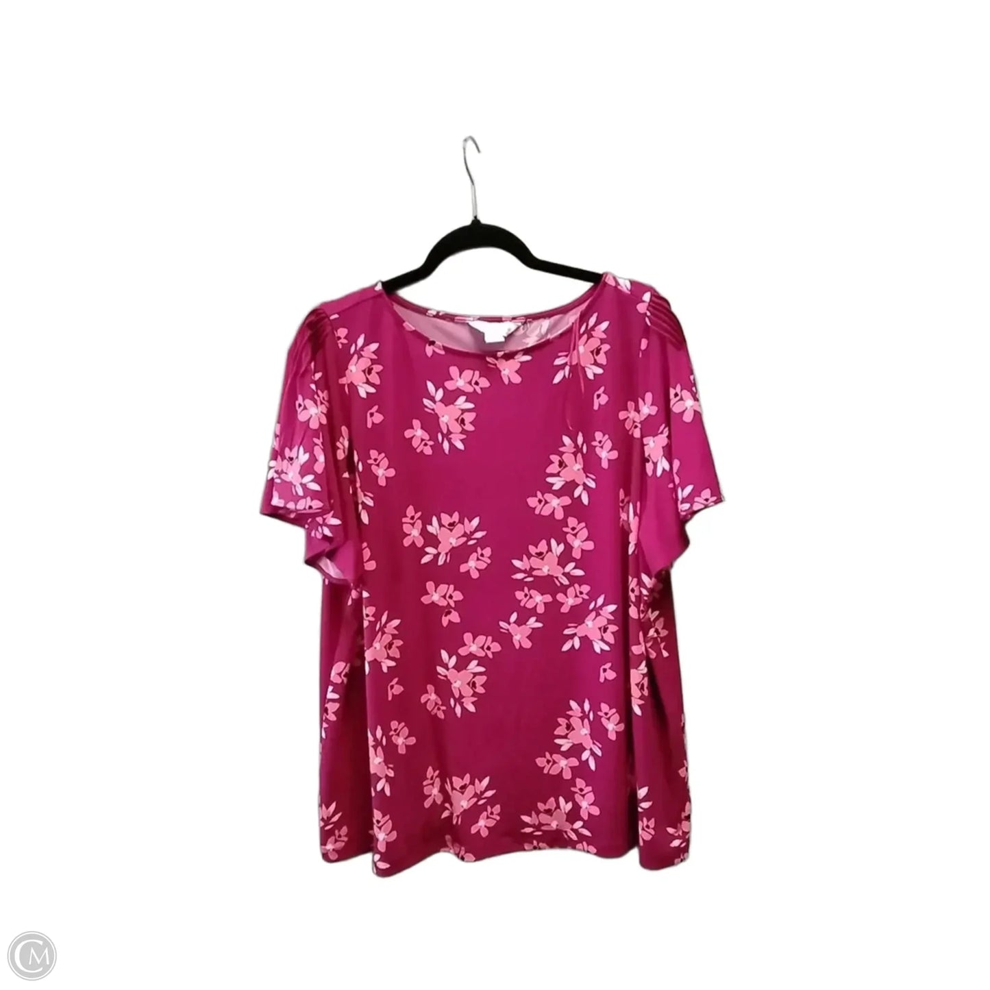 Blouse Short Sleeve By Liz Claiborne In Floral Print, Size: L