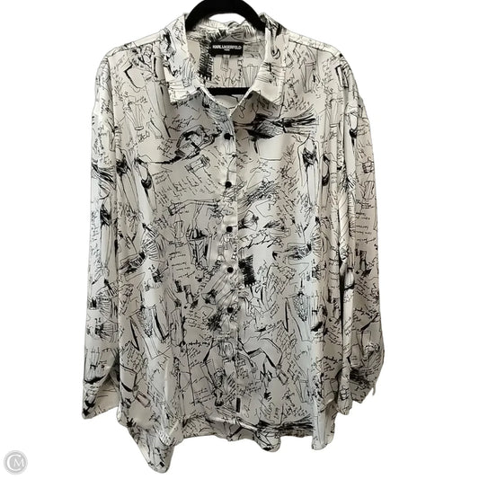 Top Long Sleeve Designer By Karl Lagerfeld In White, Size: Xl