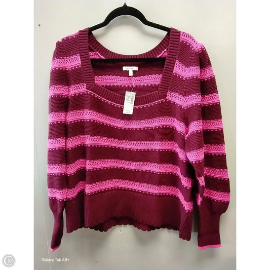 Sweater By Maurices In Pink & Red, Size: Xxl