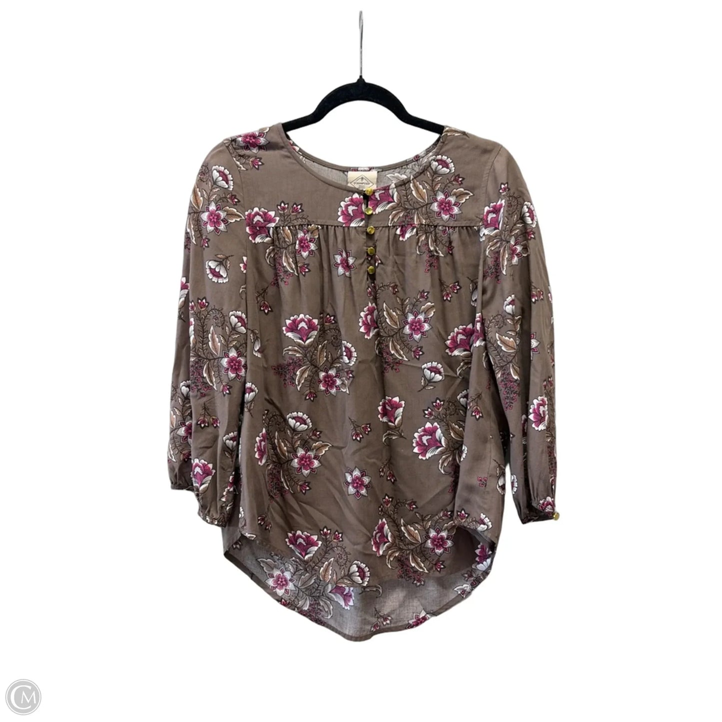Blouse Long Sleeve By St Johns Bay In Brown, Size: M
