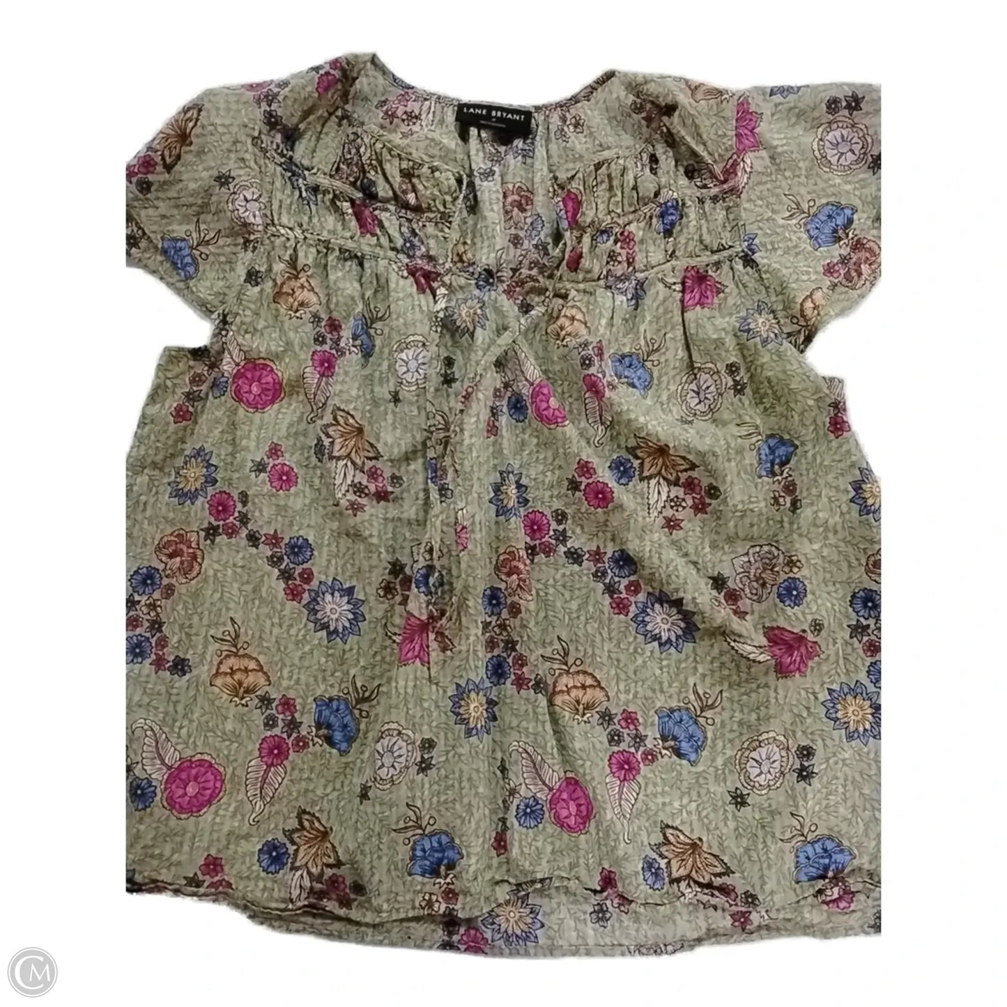 Blouse Short Sleeve By Lane Bryant In Green, Size: 18