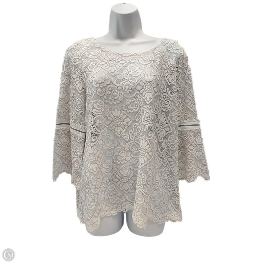 Top Long Sleeve By Rafaella In White, Size: L