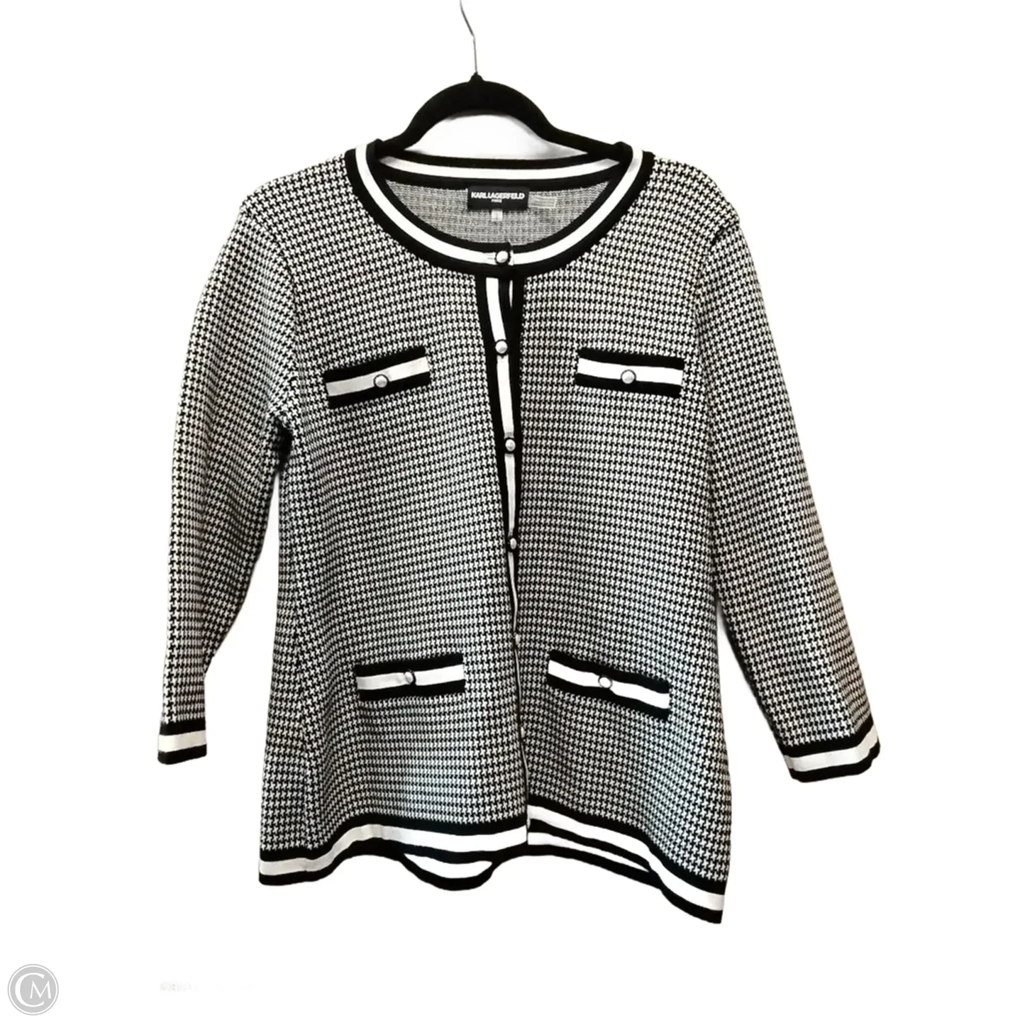 Jacket Designer By Karl Lagerfeld In Black & White, Size: L