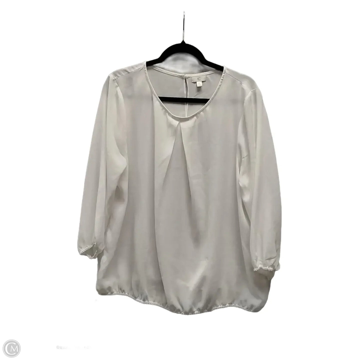 Blouse Long Sleeve By Cato In White, Size: Xl