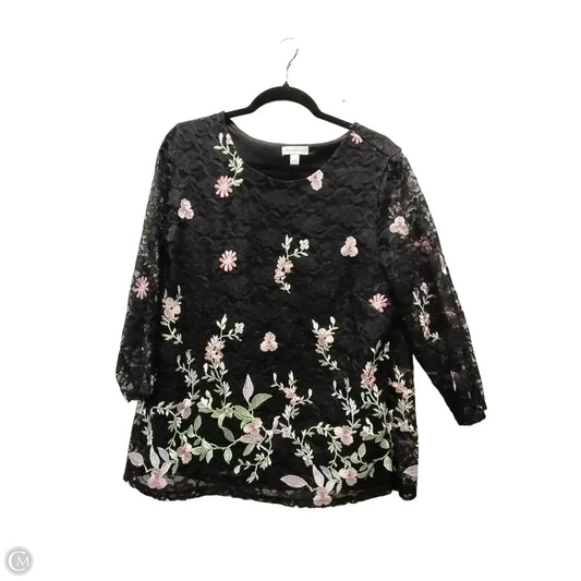 Top Long Sleeve By Charter Club In Black, Size: Xl