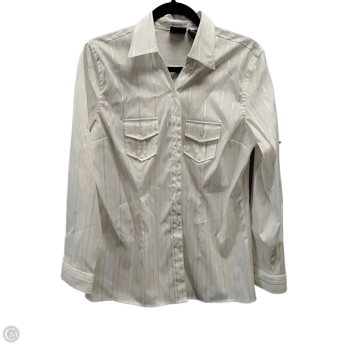 Top Long Sleeve By Dcc In Striped Pattern, Size: L