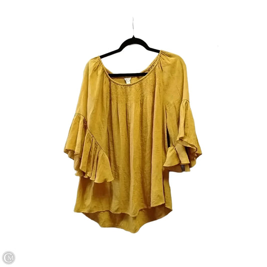Blouse Long Sleeve By Cato In Yellow, Size: Xl