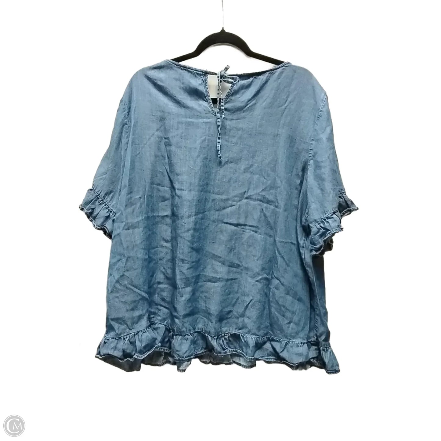 Top Short Sleeve By Clothes Mentor In Blue Denim, Size: 2x