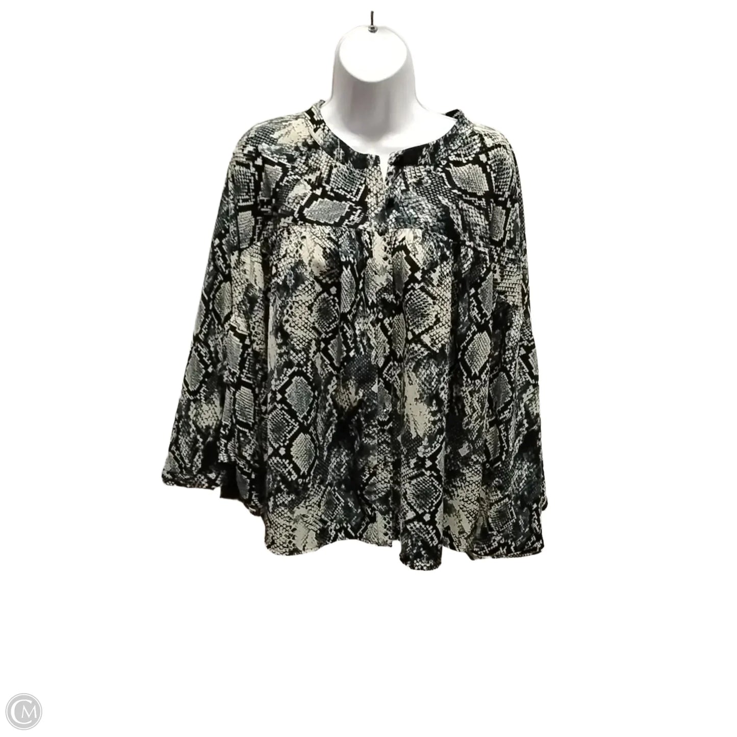 Blouse 3/4 Sleeve By Vince Camuto In Snakeskin Print, Size: 2x