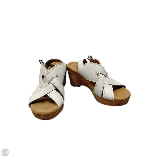 Sandals Heels Wedge By Clarks In Tan, Size: 6