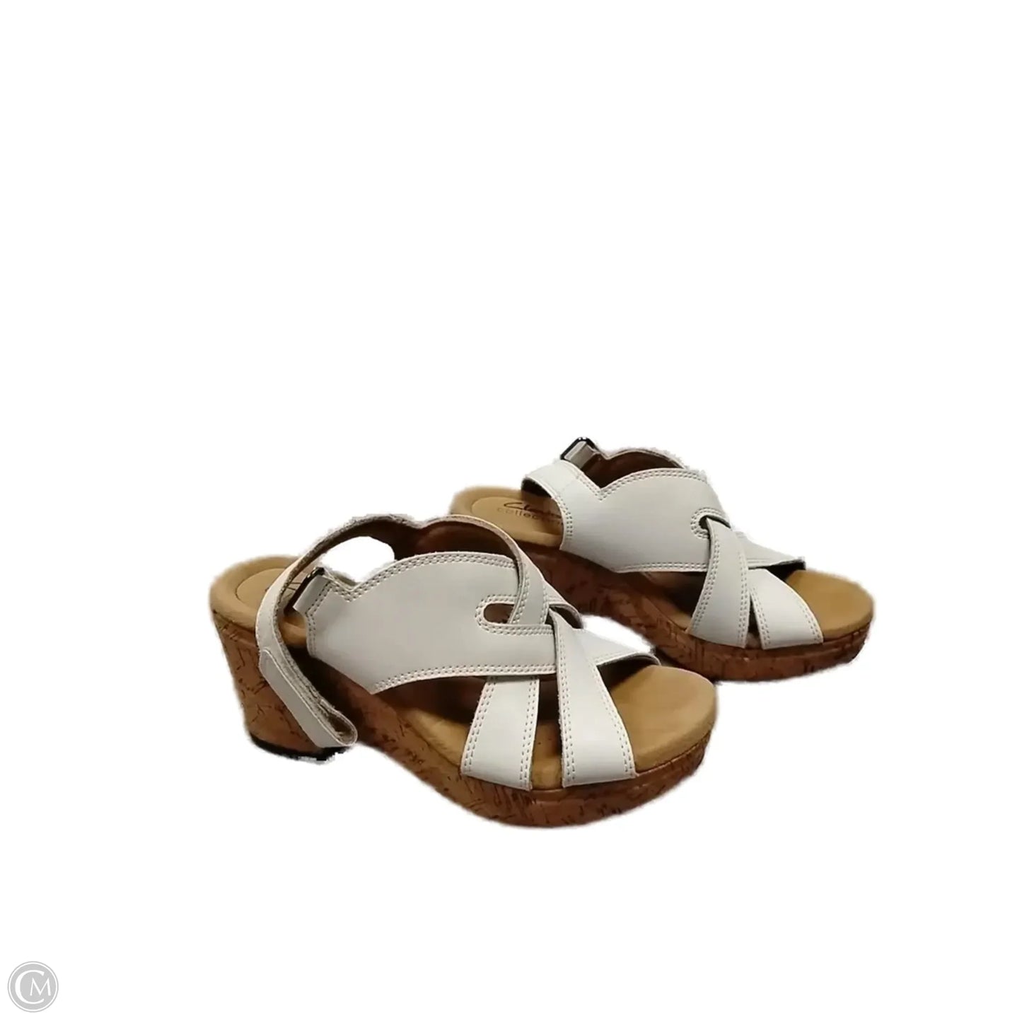 Sandals Heels Wedge By Clarks In Tan, Size: 6