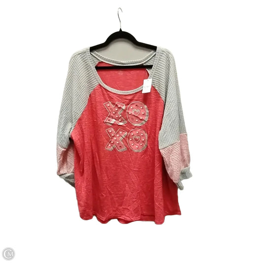 Top Long Sleeve By Cato In Grey & Red, Size: 22
