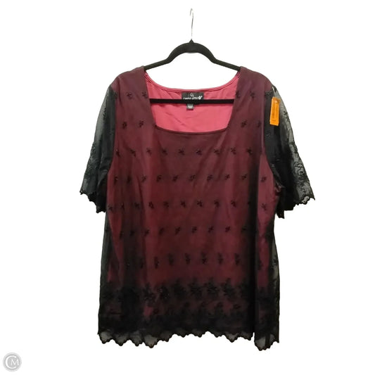 Blouse Short Sleeve By Carole Little In Black & Red, Size: 2x