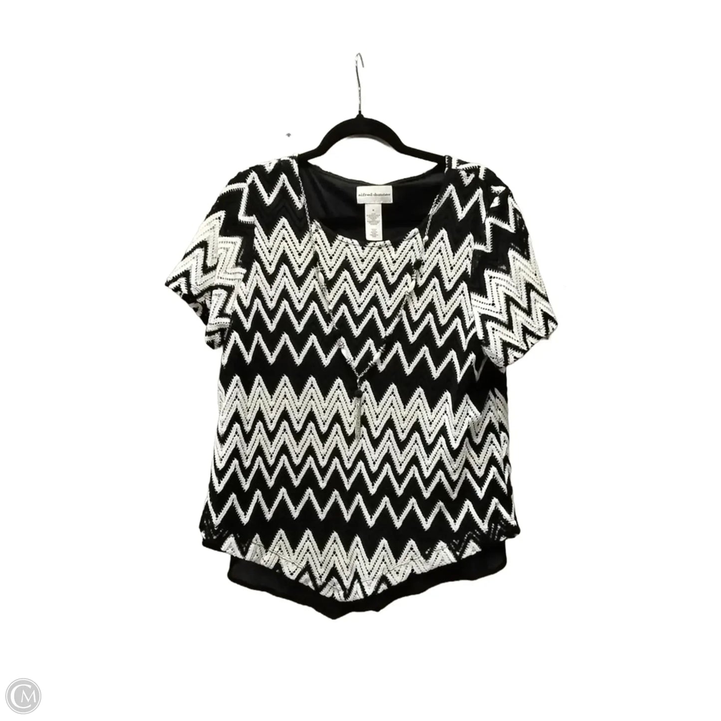 Blouse Short Sleeve By Alfred Dunner In Geometric Pattern, Size: M