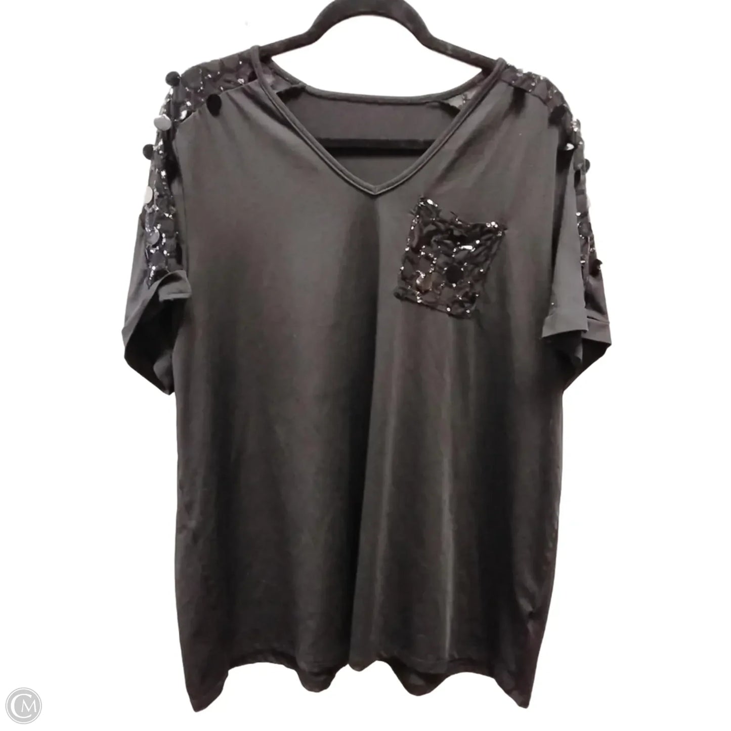 Blouse Short Sleeve By Clothes Mentor In Black, Size: 4x