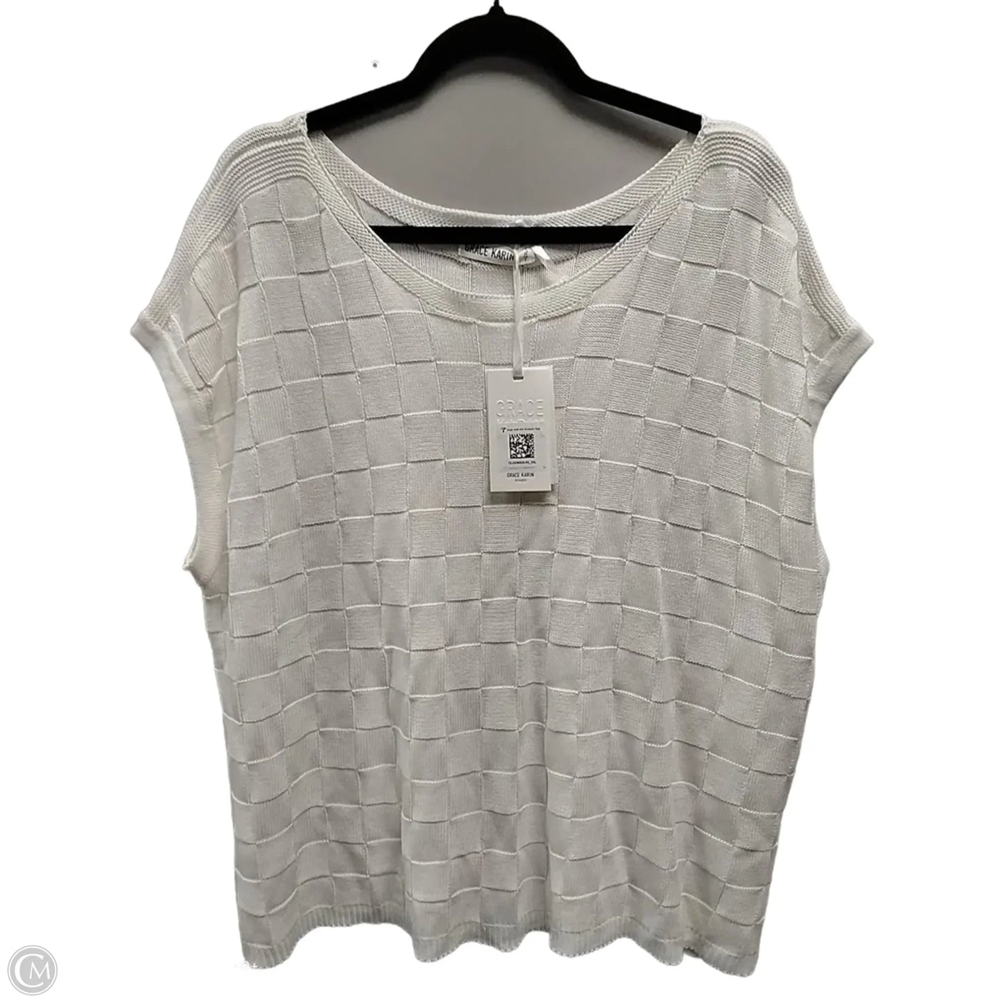 Sweater Short Sleeve By Grace Karin In White, Size: 2x