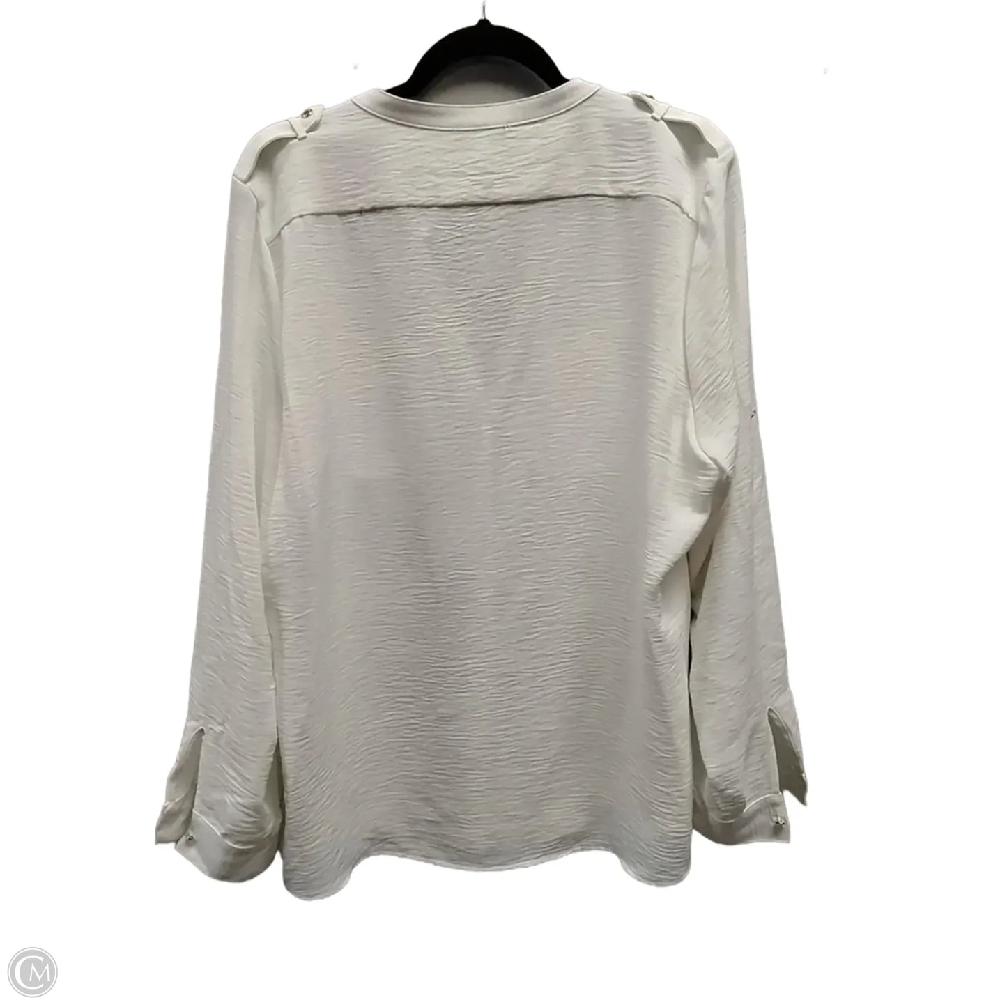 Blouse Long Sleeve By Calvin Klein In White, Size: Xl