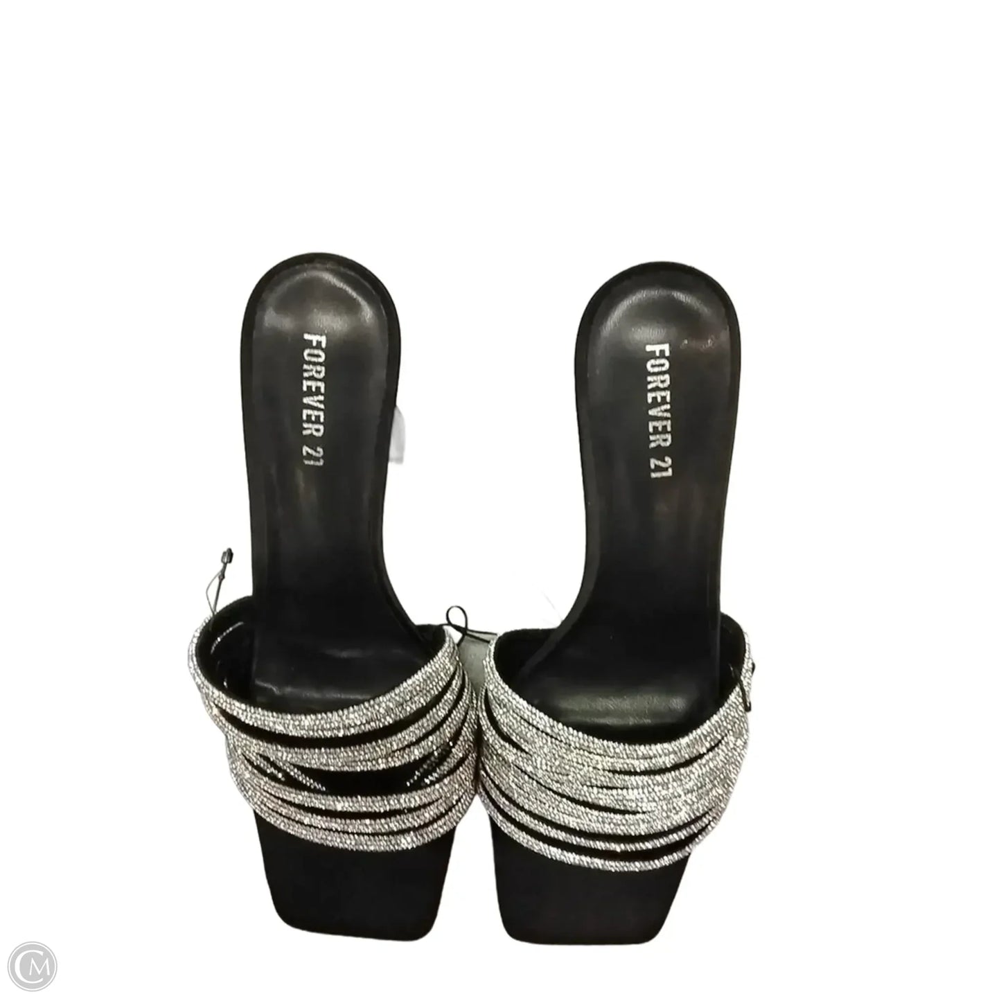 Shoes Heels Stiletto By Forever 21 In Black & Silver, Size: 7