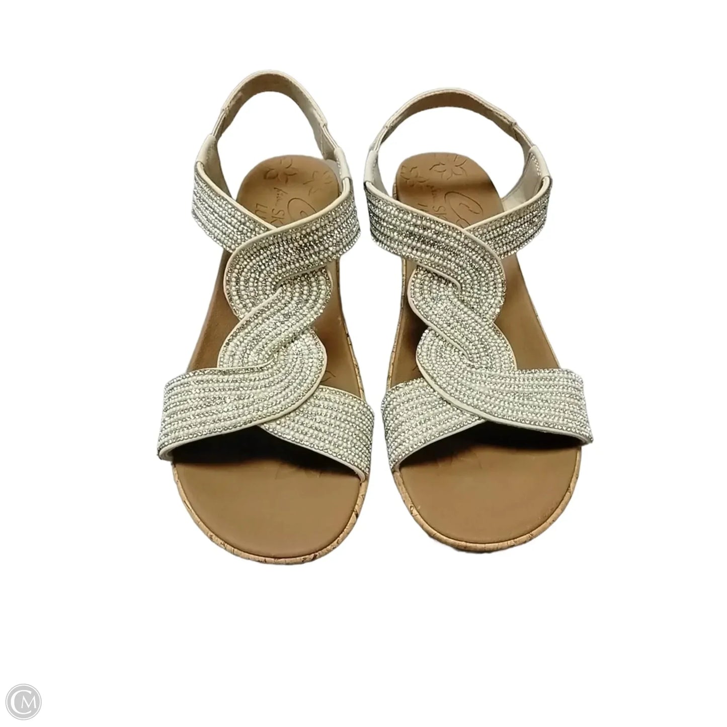 Sandals Heels Block By Skechers In Tan & White, Size: 9