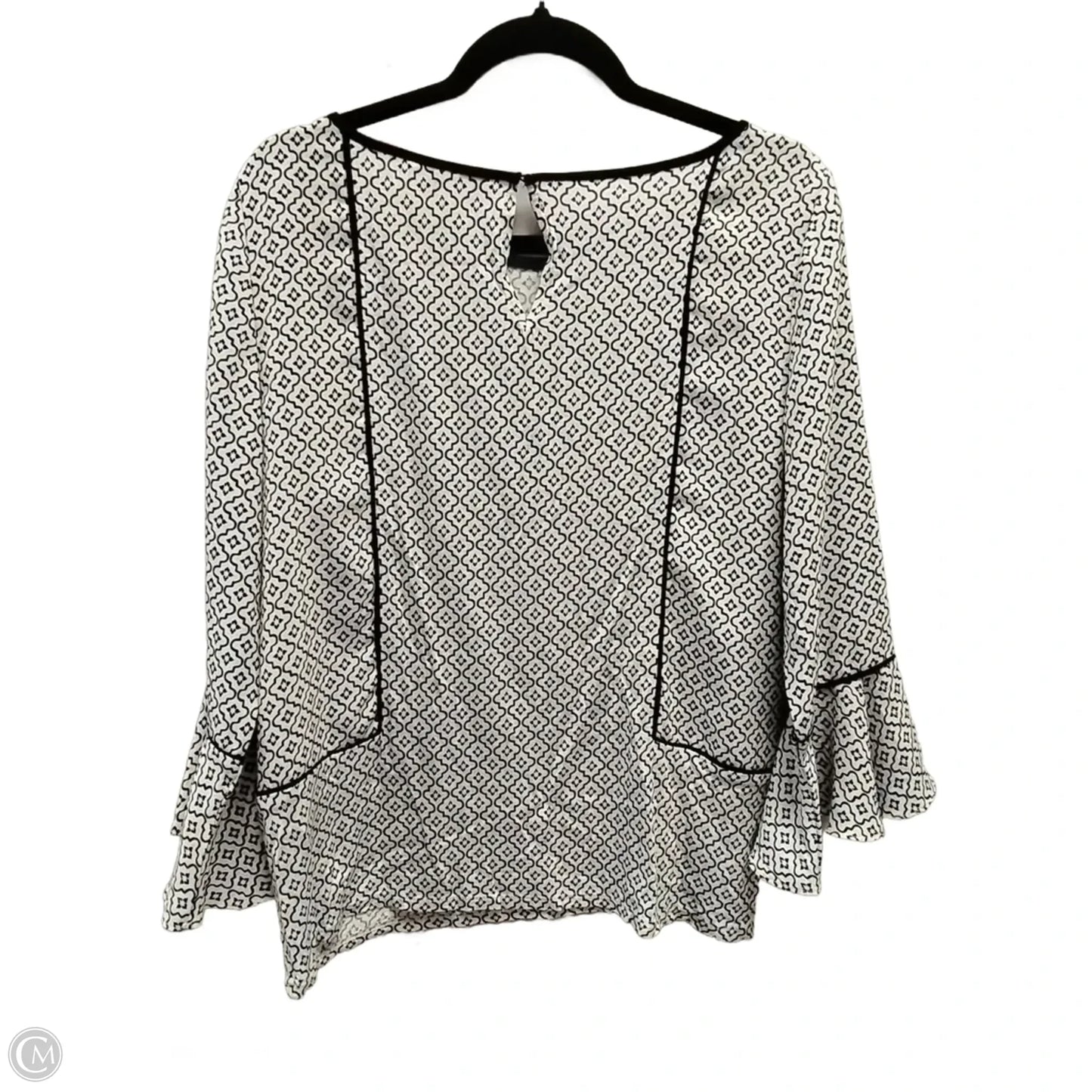 Blouse Long Sleeve By Loft In Geometric Pattern, Size: M