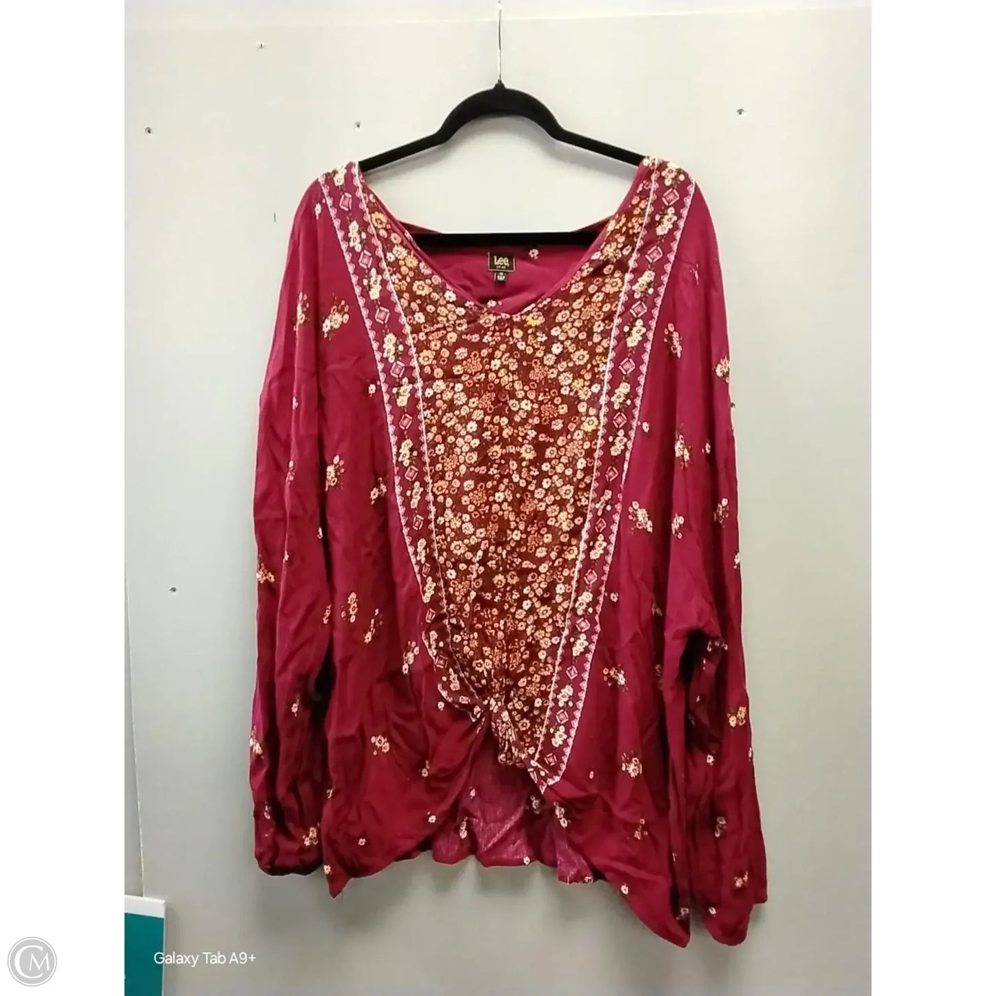 Blouse Long Sleeve By Lee In Floral Print, Size: 1x