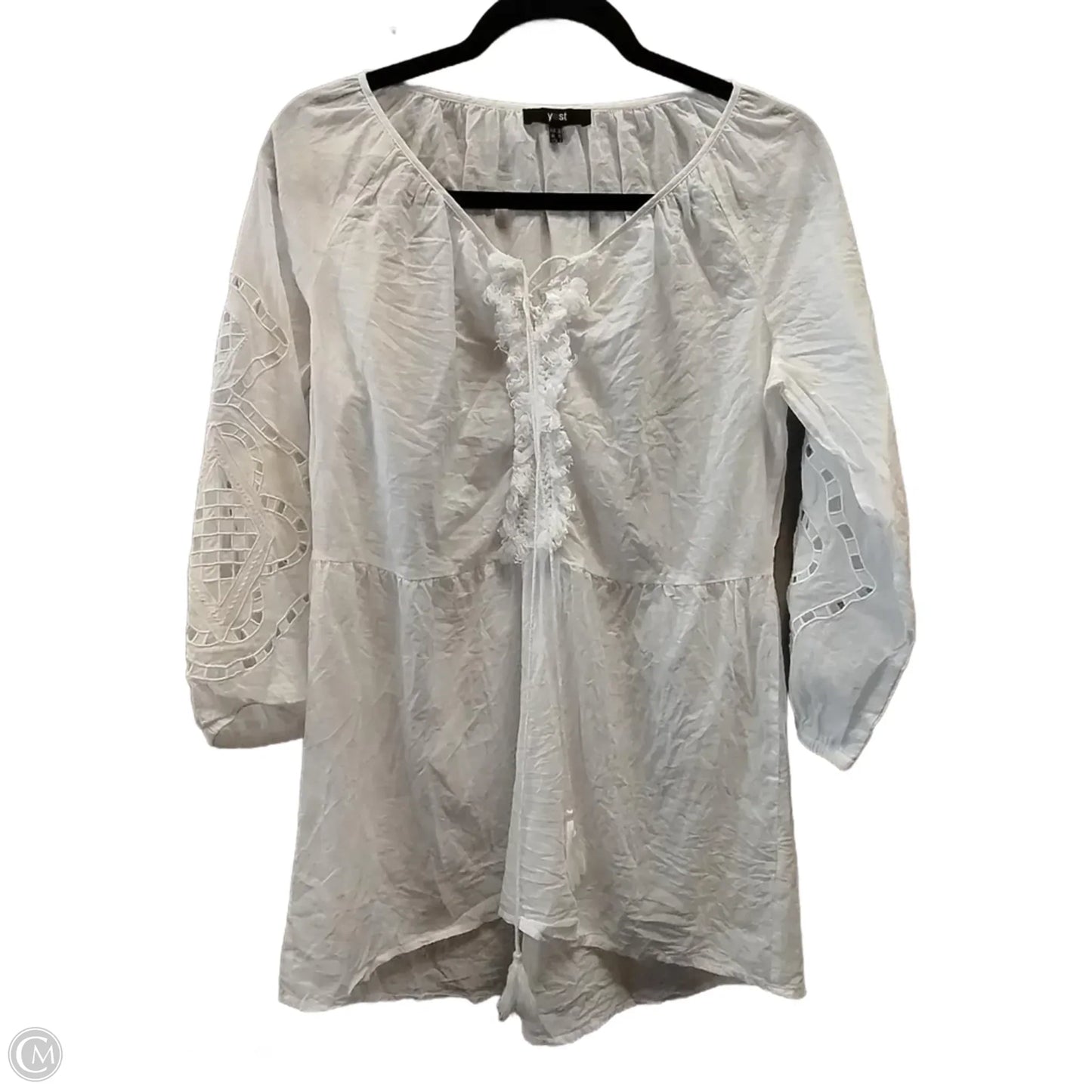 Blouse Long Sleeve By Yest In White, Size: 10