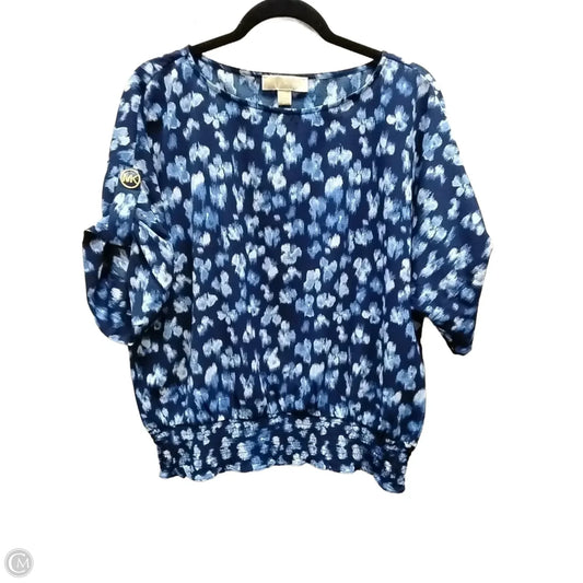 Blouse Short Sleeve By Michael By Michael Kors In Blue, Size: Xl