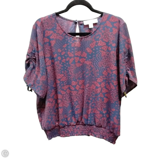 Blouse Short Sleeve By Michael By Michael Kors In Paisley Print, Size: Xl