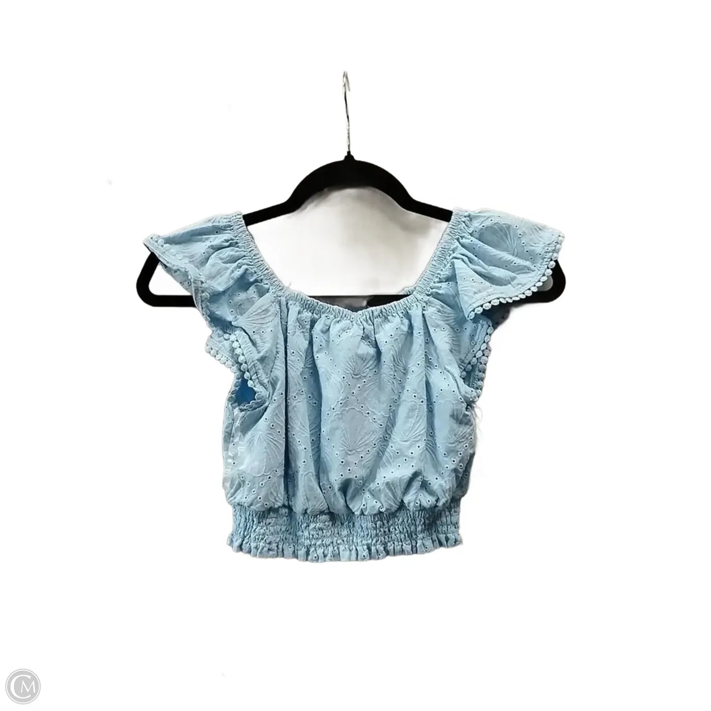 Blouse Short Sleeve By Happily Grey In Blue, Size: M