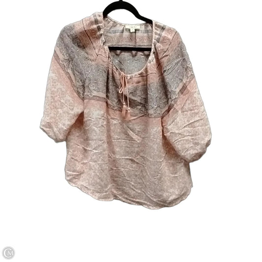 Blouse 3/4 Sleeve By Como Blu In Pink, Size: 1x