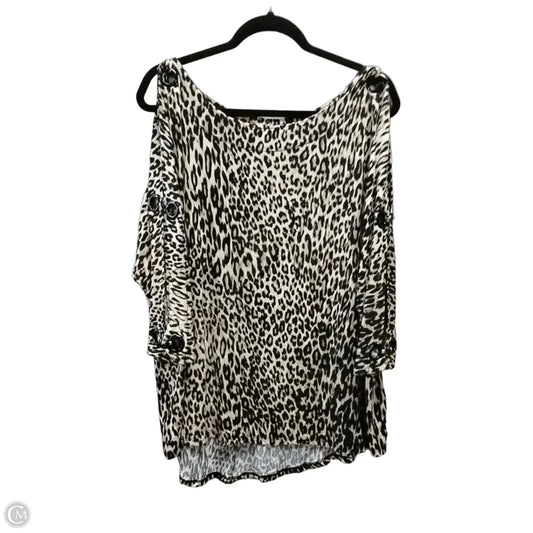 Blouse Short Sleeve By Cable And Gauge In Animal Print, Size: 1x
